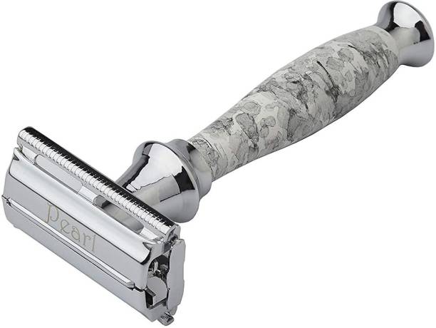Pearl Shaving PSR Double Edge Butterfly Safety Razor (SS-95 Marble White