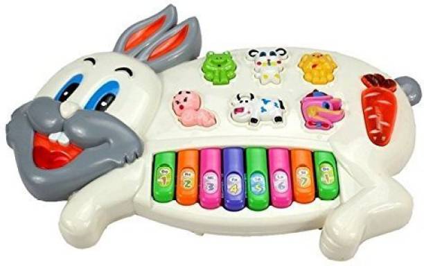 TERN Piano Rabbits Musical Baby Piano with 3 Modes Animal Sounds Baby Toys Flashing Lights & Wonderful Music Toys for Babies Analog Digital Piano