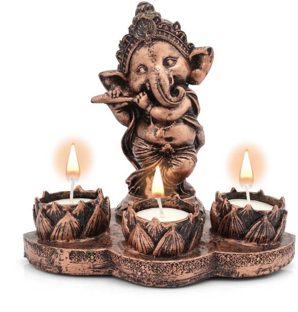 BECKON VENTURE Handcrafted Lord Ganesha Idols Tea Light Holder for home decor|Lord Ganesha Idols for home decor| Meditating Ganesha| ganesha idol for car dashboard|Ganesha Idol for Decoration, gifts And home|Home décor showpieces|table decoration items|Ganesha statue in Religious Idols|Ganesh ji ki murti|ganpati |showpiece gift sets|Statues|Showpiece for living room|Ganesha showpiece|Home decor showpieces|showpiece gift set |Showpieces in home|decorative showpiece in Spiritual & Festive Décor(Multicolor) Polyresin 3 - Cup Tealight Holder Set