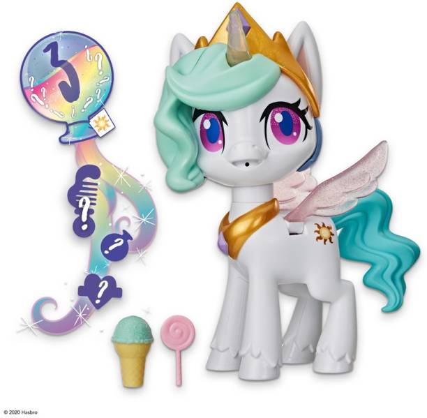 MY LITTLE PONY Magical Kiss Unicorn Princess Celestia, Interactive Unicorn Figure with 3 Surprises, Musical Toy