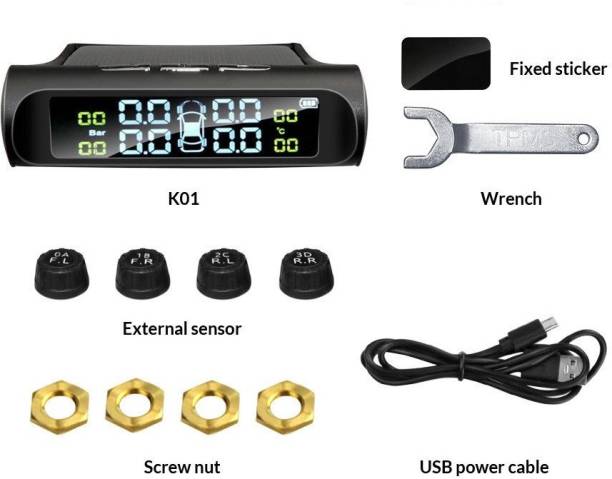 AutoPowerz Tyre Pressure Monitoring System,Universal With Solar Charging Air Leak Alarm, Low Pressure Alarm, High Pressure Alarm, High Temperature Alarm Vehicle Tool Roll