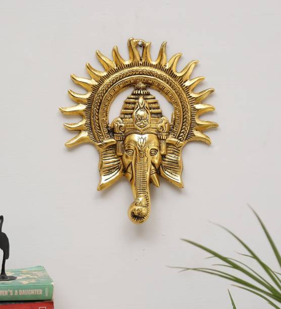 KridayKraft Ganesha ji Metal Statue,Ganpati Wall Hanging Sculpture Lord Ganesh Idol Lucky Feng Shui Wall Decor Your Home, Office,Gift Your Relatives on Diwali,Wedding Gift,Birthday Gift Article... Decorative Showpiece  -  23 cm