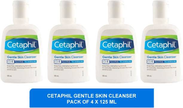 Cetaphil Gentle Skin Cleanser for deep cleansing - Pack of 4 x 125 ml
