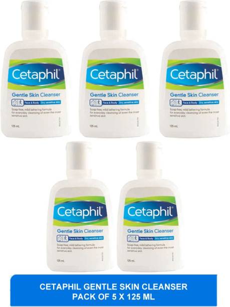 Cetaphil Gentle Skin Cleanser For Dry And Sensitive Skin - Pack of 5 x 125 ml