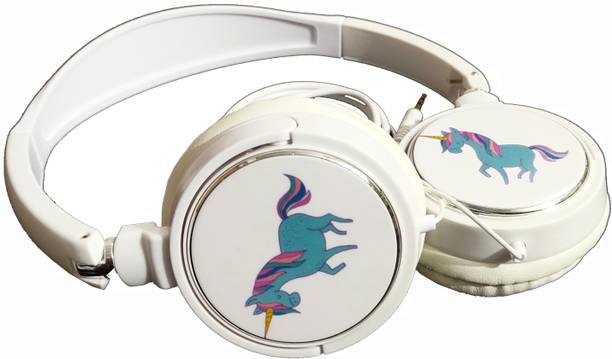 Top Headset Hd Images cheap price 5stars Flipkart in India 1 TECHNOCHITRA Royal White Uneecorn Printed On Ear HEADPHONES Wired without Mic Headset