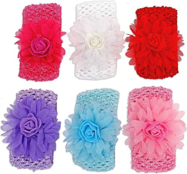 Local Charm Crochet Cut work Flower Headband for Baby Girls (Multi color,Pack of 6) Head Band