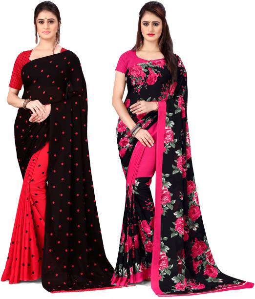 Polka Print Daily Wear Georgette Saree Price in India