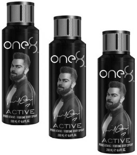 one8 by Virat Kohli Active Body Spray 200ml - 3Pcs AB15 Body Spray  -  For Men