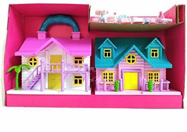 RISING BABY set of two Big Size Funny House Play Set Doll House Toy for Girls |Kids (Multi-Color).