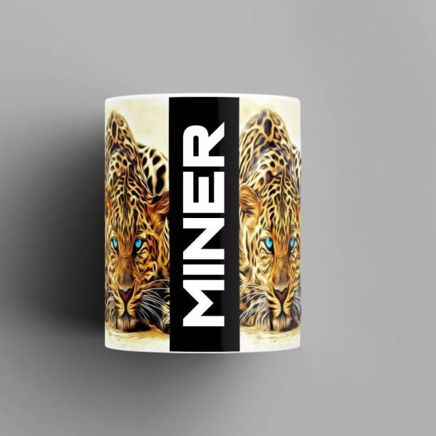 Beautum Name Printed Miner Cheetah Design Ceramic (350) ml. Model No:BMNAT012764 Ceramic Coffee Mug