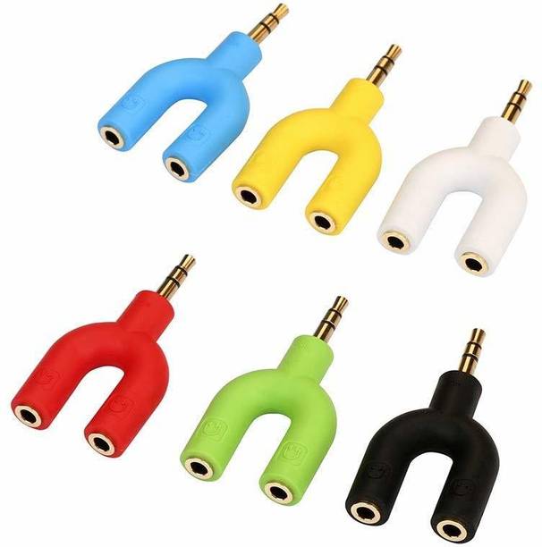 Top Headset Y Adaptor cheap price 5stars Flipkart in India 21 hybite U Shape 3.5mm Jack Headset Mic Audio Y Splitter Headphone Microphone Adapter (Multi Colour) 0.5 m Stereo Audio Cable
