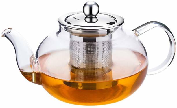 DODGE 'N WOLVES 1 L Kettle OBOR Tea Kettle with Removable Food Grade Stainless Steel Infuser glass tea kettle borosil glass tea kettle kettle flask hot water kettle glass pitcher carafe kettle glass with lid glass kettle for gas stove Pitcher