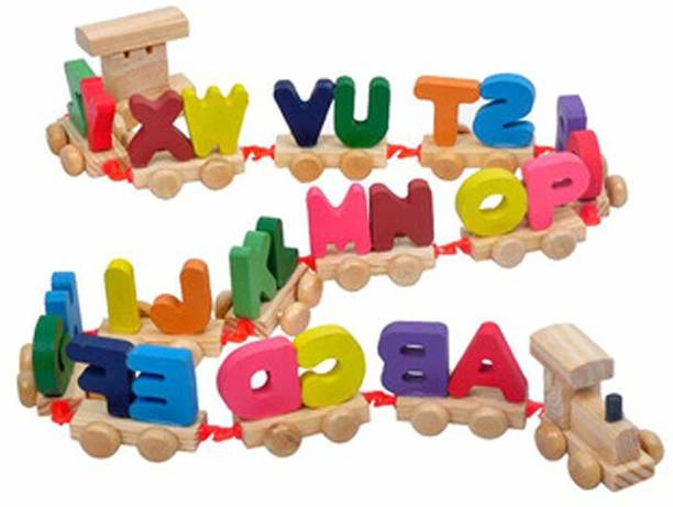 Revcoz Wooden Alphabet Double Letters Train (A-Z) English Vocabulary Building Train