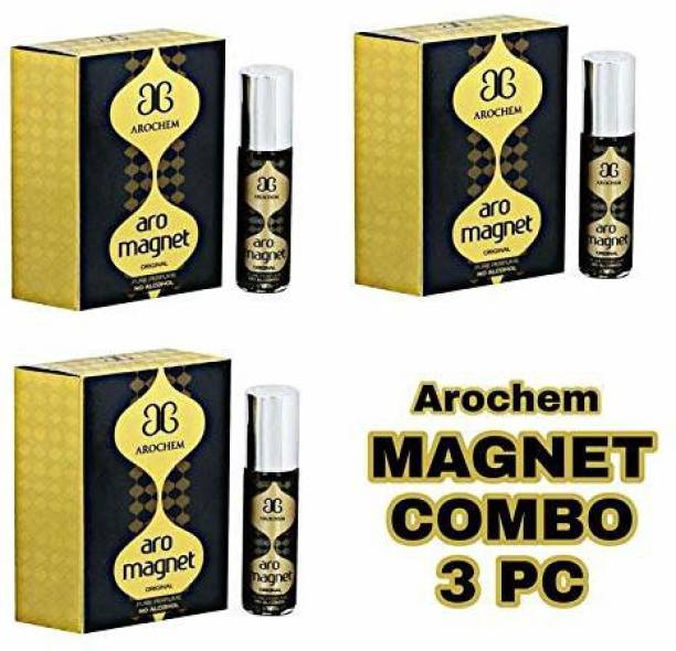 AROCHEM Magnet Oriental Attar Concentrated Arabian Perfume Oil 6ml. Combo Of 3pc Floral Attar