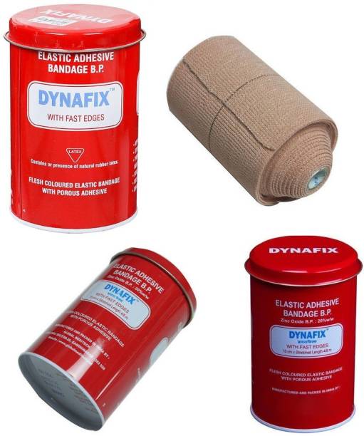 DYNAFIX Elastic Adhesive Bandage B.P. 10 cm X Stretched Length 4/6 m (Pack of 2) Crepe Bandage
