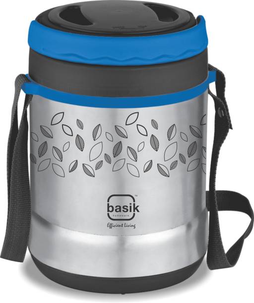 BASIK Premier Stainless Steel Insulated Lunch Box, Blue 3 Containers Lunch Box