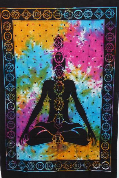Heyrumbh Handicrafts Mandala Hippie Multi Colour (54 X 84 Inches) 7 Chakra Yoga Mediation Wall Decoration Bedspread Bedcover Room Dorm Tapestry