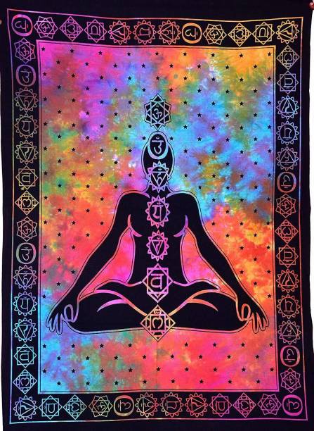 Art World Seven Chakra Yoga Meditation Studio Room Decorations Tie Dye Hippie Psychedelic Tapestry Poster Tapestries Peace Wall Art Hanging Decor (Multi Color, Poster (40x30 Inches)) Seven Chakra Yoga Meditation Studio Tapestry