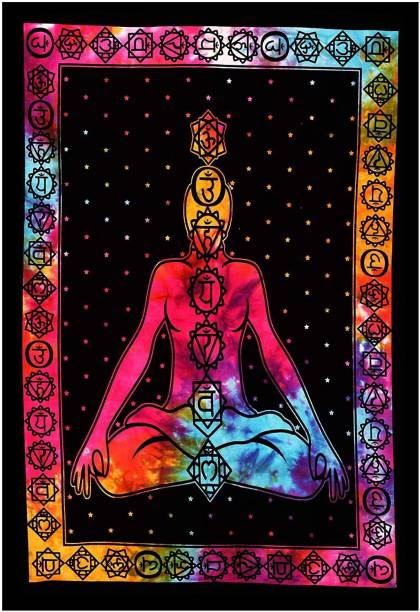 Art World Seven Chakra Yoga Meditation Studio Room Decorations Tie Dye Hippie Psychedelic Tapestry Poster Tapestries Peace Wall Art Hanging Decor (Multi Color Black, Poster (40x30 Inches)) Seven Chakra Yoga Meditation Studio Tapestry