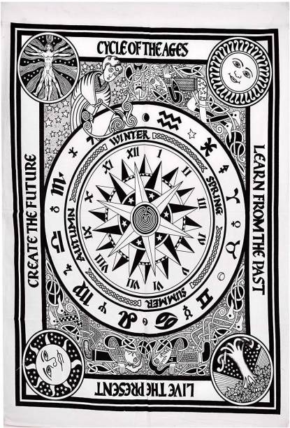 Art World Wall Hanging Yellow Horoscope Zodiac Tapestry Hippie Bedding Astrology Tapestry Multi Color Indian Mandala Wall Art Hippie Wall Tapestry (Black and White, Poster (30x40 Inches)) Wall Hanging Yellow Horoscope Zodiac Tapestry