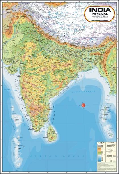 India Physical Map Photographic Paper