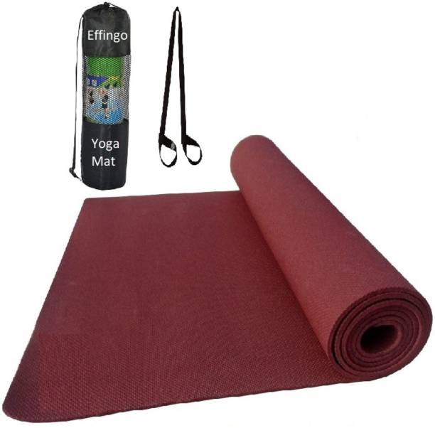 effingo EVA 4MM Yoga Mat with Carry Bag & Strap for Exercise and Fitness (CHERRY) Maroon 4 mm Yoga Mat