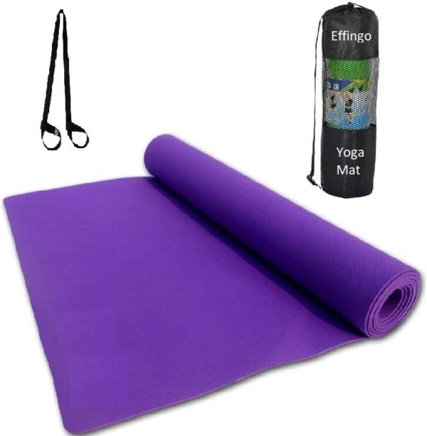 effingo YOGA MAT With Bag&Strap Non-Skid MAT Premium Quality With Comfort (Purple 4MM) Purple 4MM mm Yoga Mat
