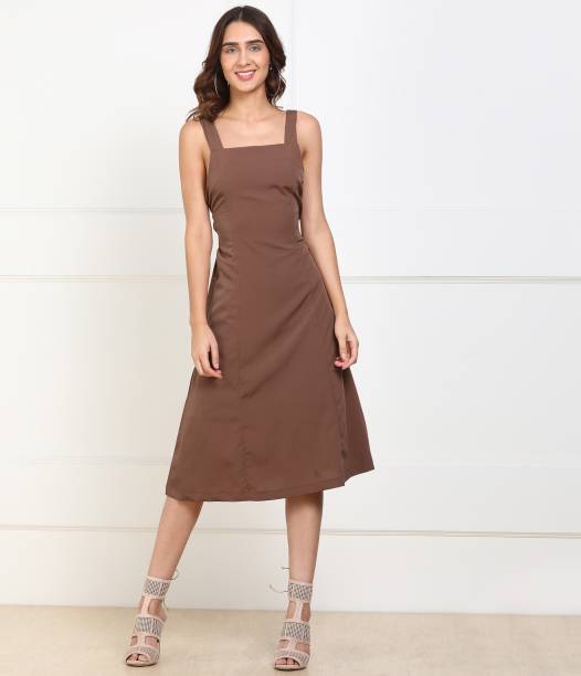 Tokyo Talkies Women Fit and Flare Brown Dress