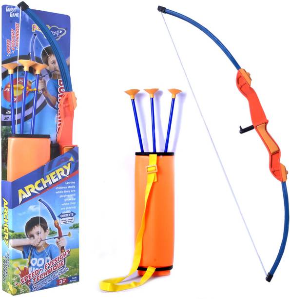 Planet of Toys Super Archery Bow And Arrow Set For Kids With 3 Suction Cup Tip Arrows Archery Kit