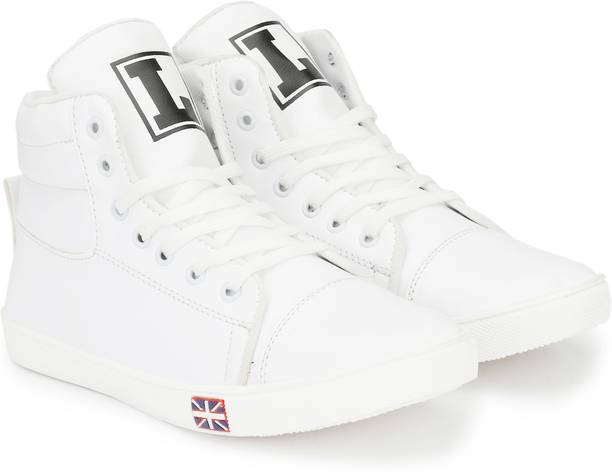 white colour high ankle shoes