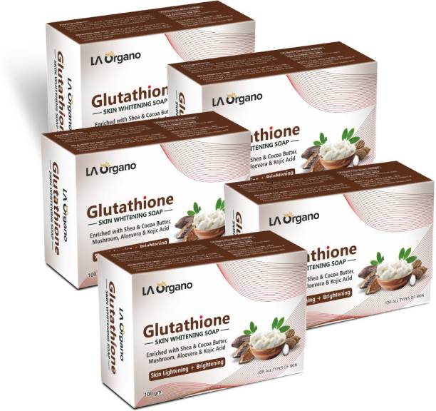 LA Organo Glutathione Shea Cocoa Butter Skin Lightening & Brightening Soap For All Skin Type-Pack of 5