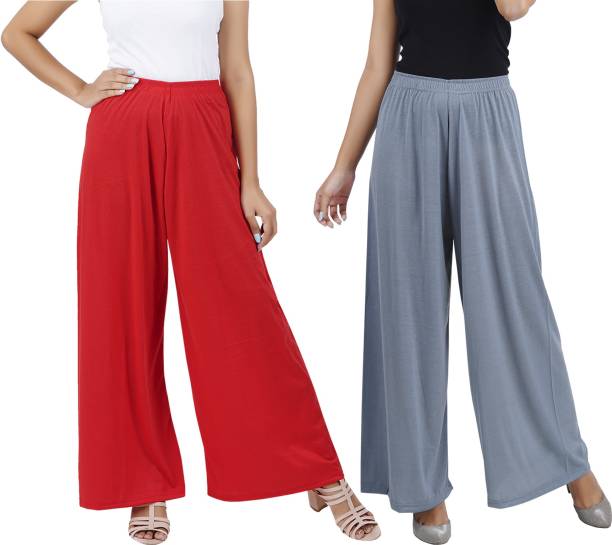 Buy That Trendz Flared Women Red, Grey Trousers