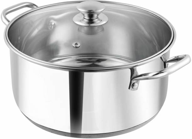 VINOD Stainless Steel Roma Casserole with Glass Lid Pot 29 cm diameter 5 L capacity with Lid