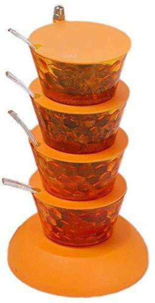 barad enterprise 360° Rotating ABS Plastic Pickle Tower | Spice Rack | Aachar Stand for Dining Table | Condiment Set | Multipurpose Container 1 Piece Spice Set