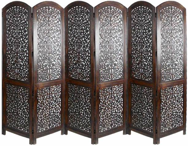 Decorhand Handcrafted 6 Panel Wooden Room Partition & Room Divider (Brown) Solid Wood Decorative Screen Partition