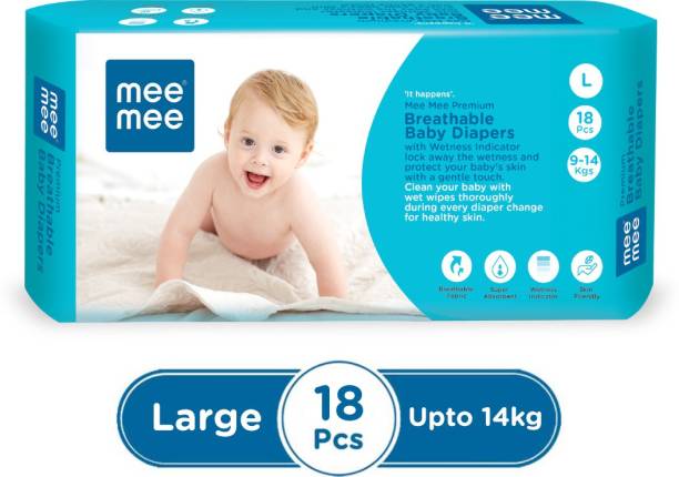 MeeMee Premium Breathable Baby Diapers (Large, 18 Pieces) - L