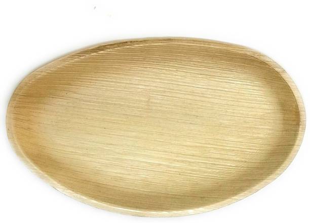 Bio Box India Biobox India 40 Areca Palm egg shape plate: Biodegradable Disposable Egg Shape Plate, In total 10 Sizzler Tray