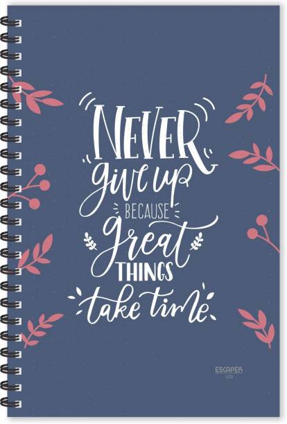 ESCAPER Never Give Up (Ruled - A5 Size - 8.5 x 5.5 inches) Designer Motivational Diary, Motivational Quotes Diary A5 Diary Ruled 160 Pages
