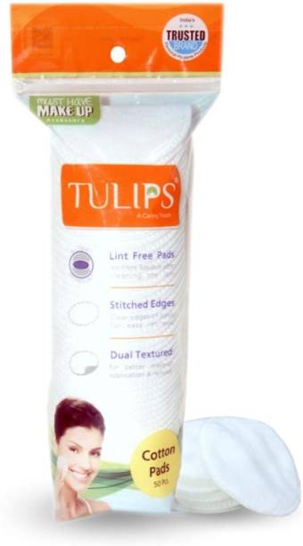 Tulips 50 Round Facial Cotton Pads in a Ziplock BagMade from 100% Pure Cotton, Best for Applying & Removing Makeup, Cleaning Skin