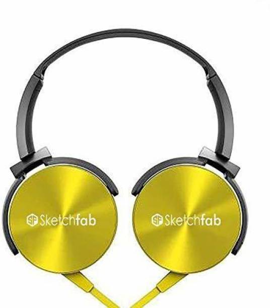 Sketchfab Metal Extra bass Headphones Over The Ear Headset with Deep bass Wired Headset