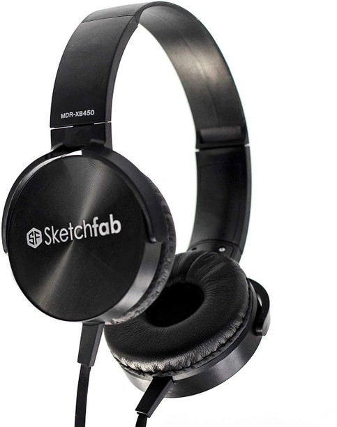 sketchfab extra bass headphones over the ear headset with deep bass