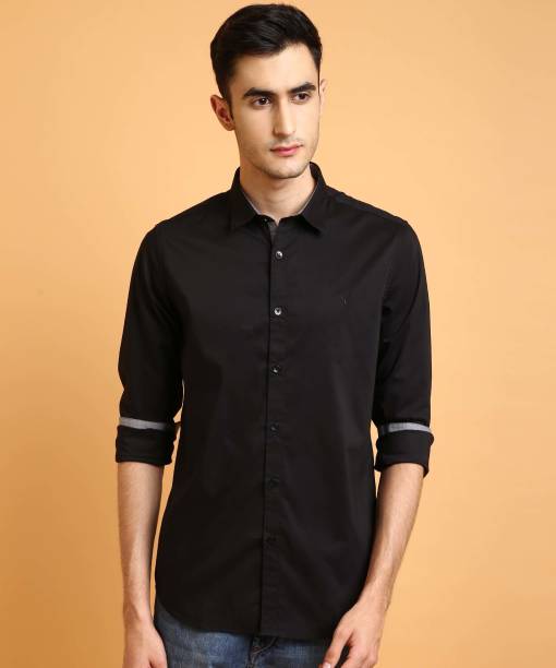 Men Super Slim Fit Solid Cut Away Collar Casual Shirt Price in India