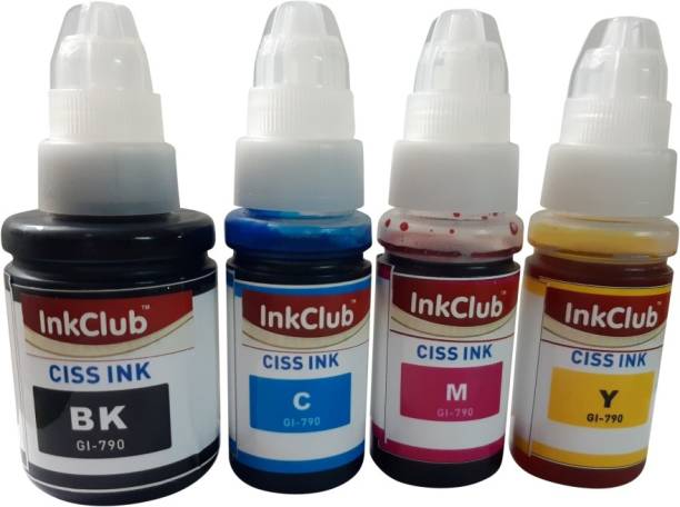 InkClub compatible Ink GI790 Black-135ml & Color-70ml each for Canon Printer no G1000 G1010 G2000 G2002 G2010 G2012 G3000 G3010 G3012 G4000 G4010 (CMYK) Tri-Color Ink Bottle
