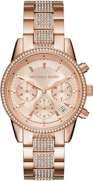 michael kors gold watch with rhinestones