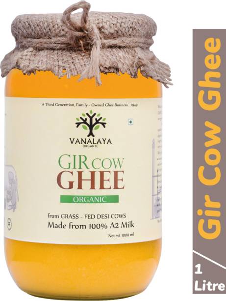 Vanalaya A2 Gir Cow Ghee, pure desi ghee made from traditional bilona method Ghee 1 L Glass Bottle
