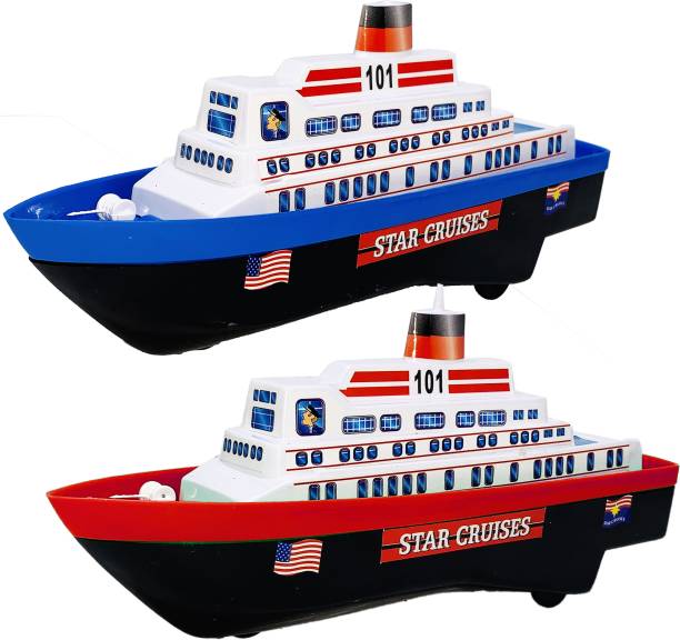 Giftary Set Of 2 Small Size Made Of Plastic Indian Replica Cruise Ship With Pull Back & Go Toys for Kids|Children Playing Toy|Very Small Size|(2 Combo Offer)