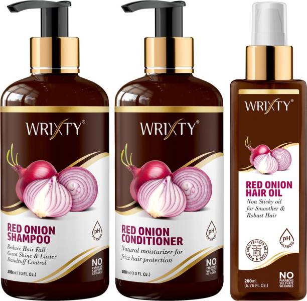 Wrixty Red Onion Black Seed Oil Ultimate Hair Care Kit (Shampoo + Hair Conditioner + Hair Oil)