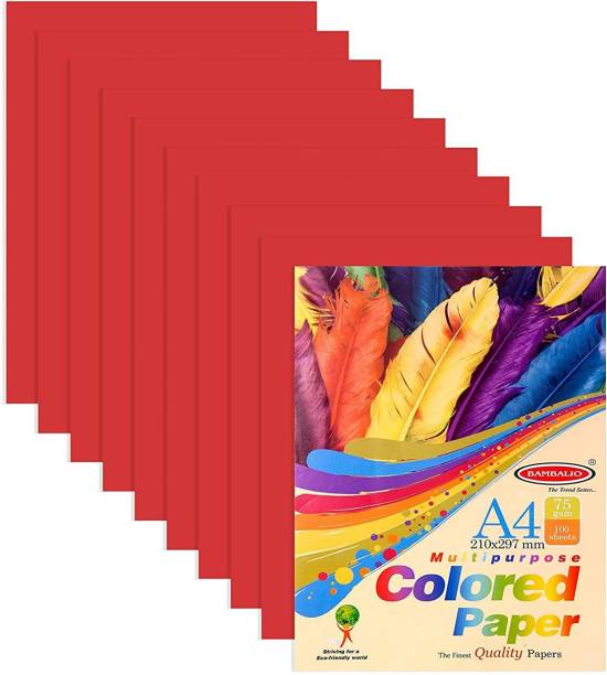 BAMBALIO A4 Size Pack of 100 Smooth Finish Multipurpose 75 gsm Coloured Paper