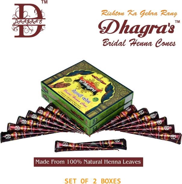 dhagra's Bridal Henna Cones - Set Of 2 Boxes Natural Mehendi