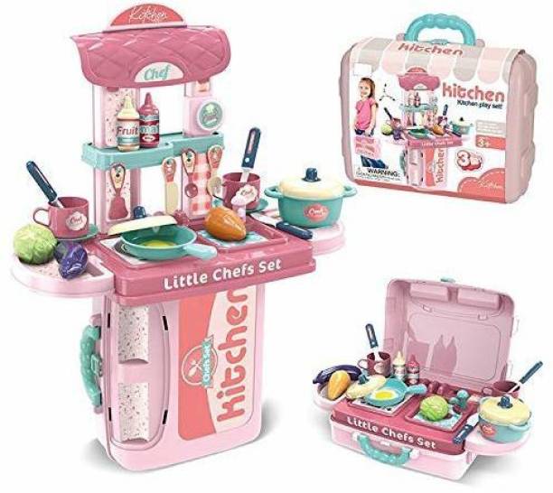 HIM TAX 3 in 1 Kitchen Suitcase for Kids Mini Kitchen Play Set